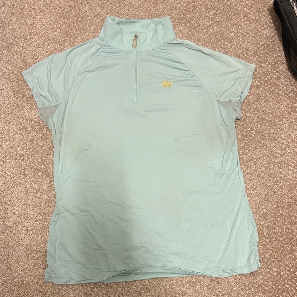 Kastel XL Short Sleeve Women's Light Blue Half-Zip Top